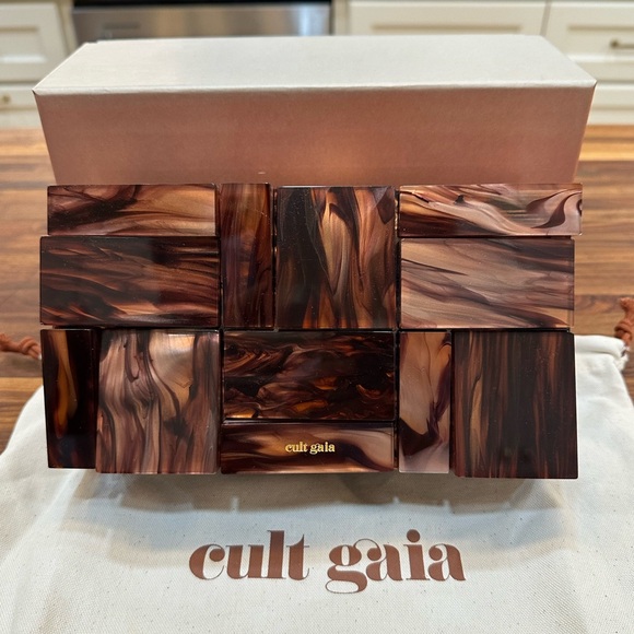 cult gaia Handbags - Cult Gaia Marble Brown Clutch